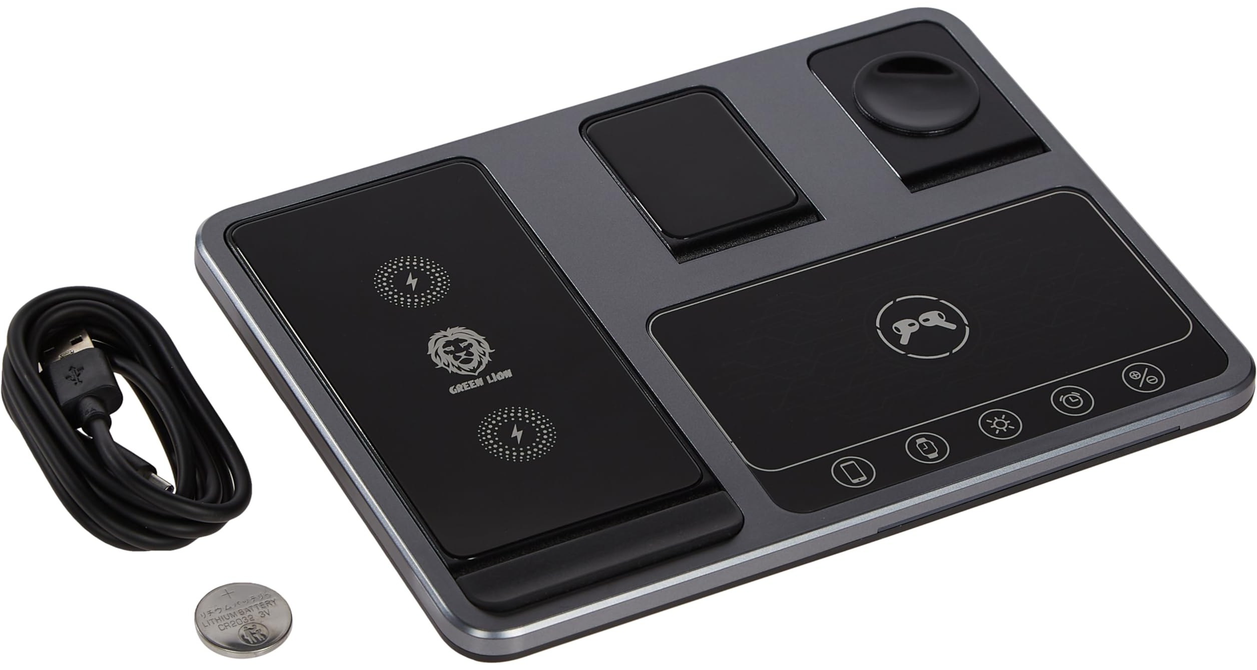 شارژر وایرلس گرین مدل GN4IN1WCSGY با توان ۱۵ وات و ۳ پورت USB Type C