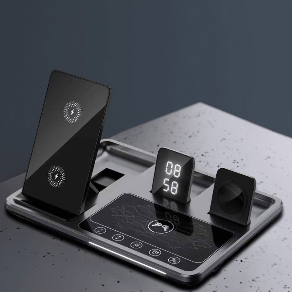 شارژر وایرلس گرین مدل GN4IN1WCSGY با توان ۱۵ وات و ۳ پورت USB Type C
