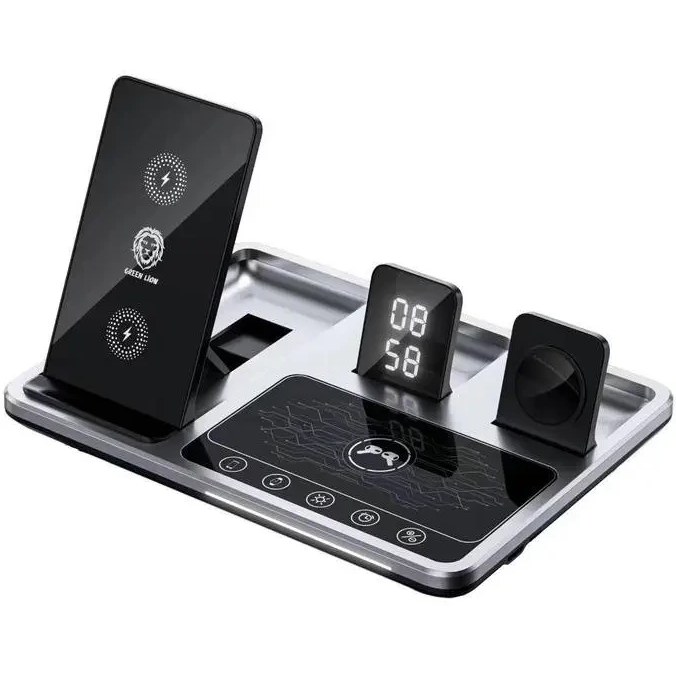 شارژر وایرلس گرین مدل GN4IN1WCSGY با توان ۱۵ وات و ۳ پورت USB Type C