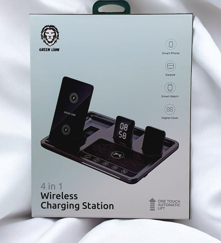 شارژر وایرلس گرین مدل GN4IN1WCSGY با توان ۱۵ وات و ۳ پورت USB Type C
