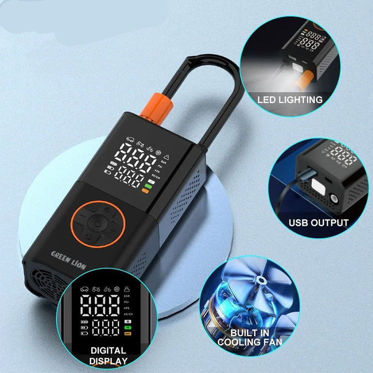 کمپرسور باد قابل حمل گرین لاین مدل GTI-01 با باتری ۳۶۰۰mAh