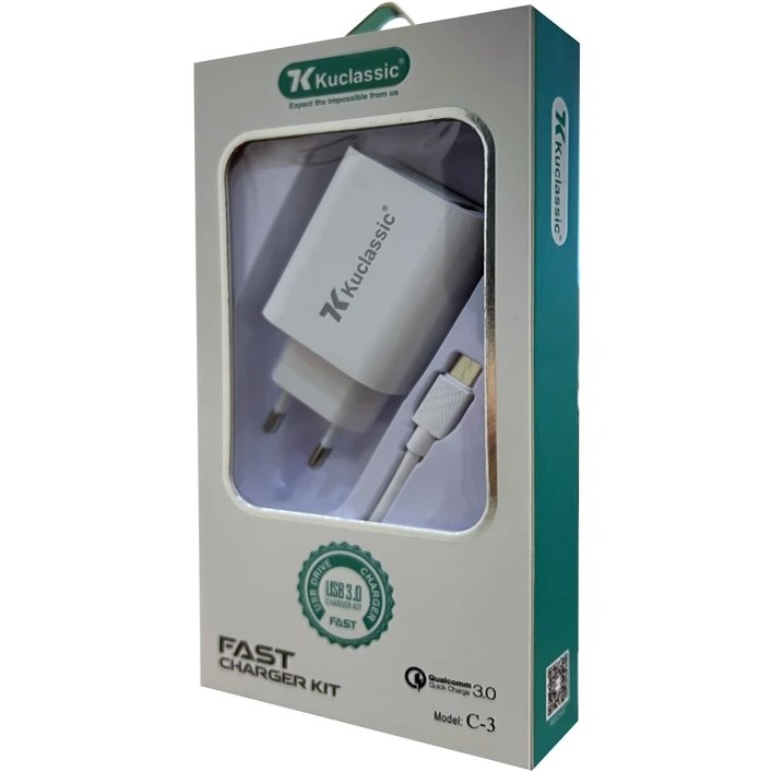 شارژر دیواری 20 وات کوکلاسیک مدل C-3 به همراه کابل USB-C